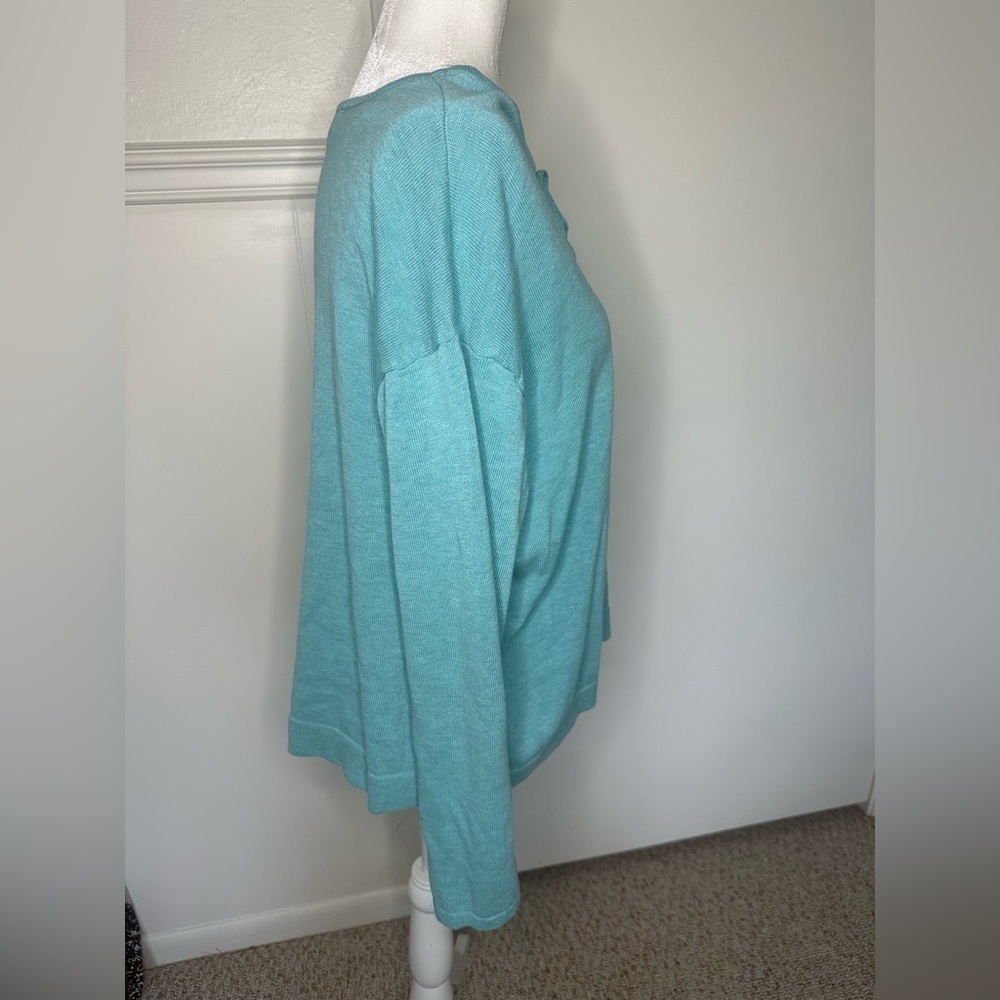 J. Jill Blue Tie Front Blouse Relaxed Fit size L - Picture 4 of 10